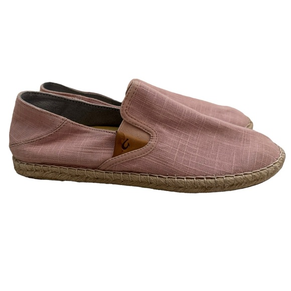 OluKai Shoes - Olukai Kaula Pa‘a Kapa Women’s Linen Espadrilles Pink Rose Sea Salt